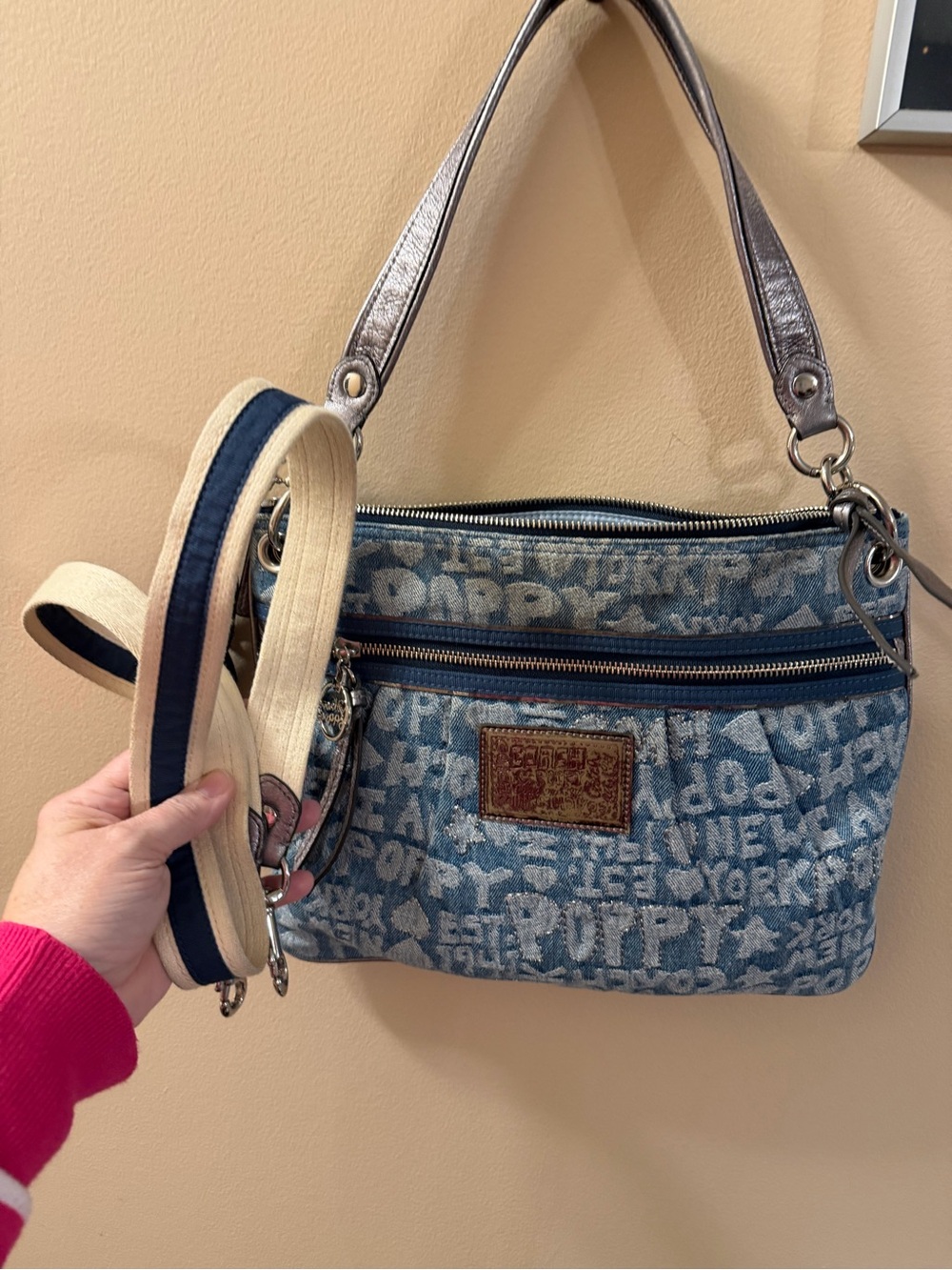 Coach Poppy Blue Denim Patterned Shoulder Bag 2011 16989